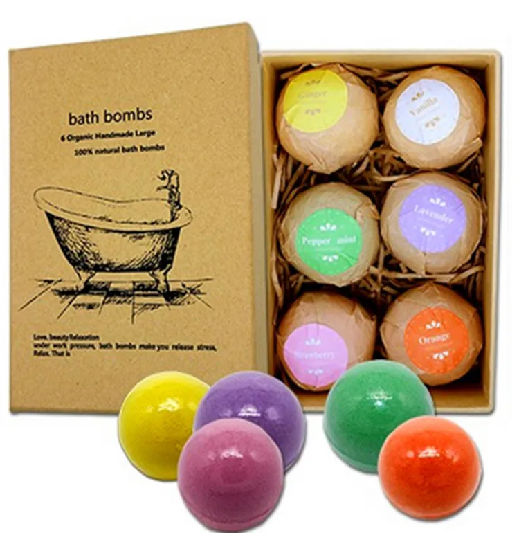 
6 Pcs Bath Bombs Box with Natural Bubble Bath Bombs Gift Set Best Gift for Birthday Men Women Boys Girls Kids 