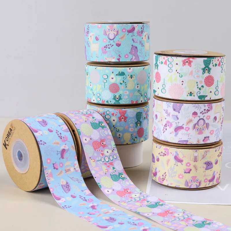 10yards/pcs Fresh pattern ribbon Hair accessories material gift shoes flower hat bow cartoon ribbon