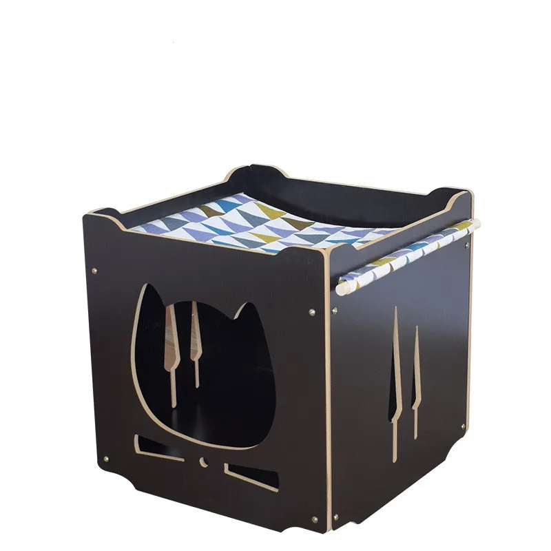 Amazon hot selling DIY Modular eco friendly wooden Cat cage Indoor Cat Condo with Hammock pet cat box house