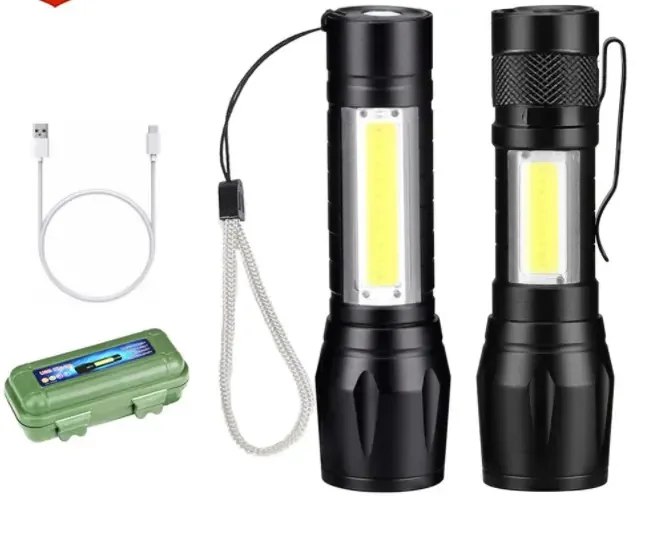 Portable mini COB Tactical Torch,Zoomable Torch Waterproof LED USB rechargeable Flashlight