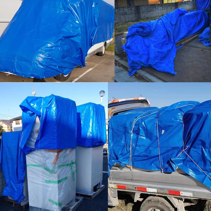 Custom size logo printed tarpaulin canvas 80 gsm- 220 gsm white blue Tarp for roofing temporary cover