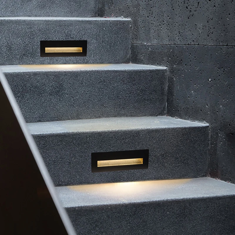 
3W Waterproof IP65 LED Step Light Aluminum Embedded Staircase Led Corner Light Indoor Outdoor Recessed Wall Stair Lamp Footlight 
