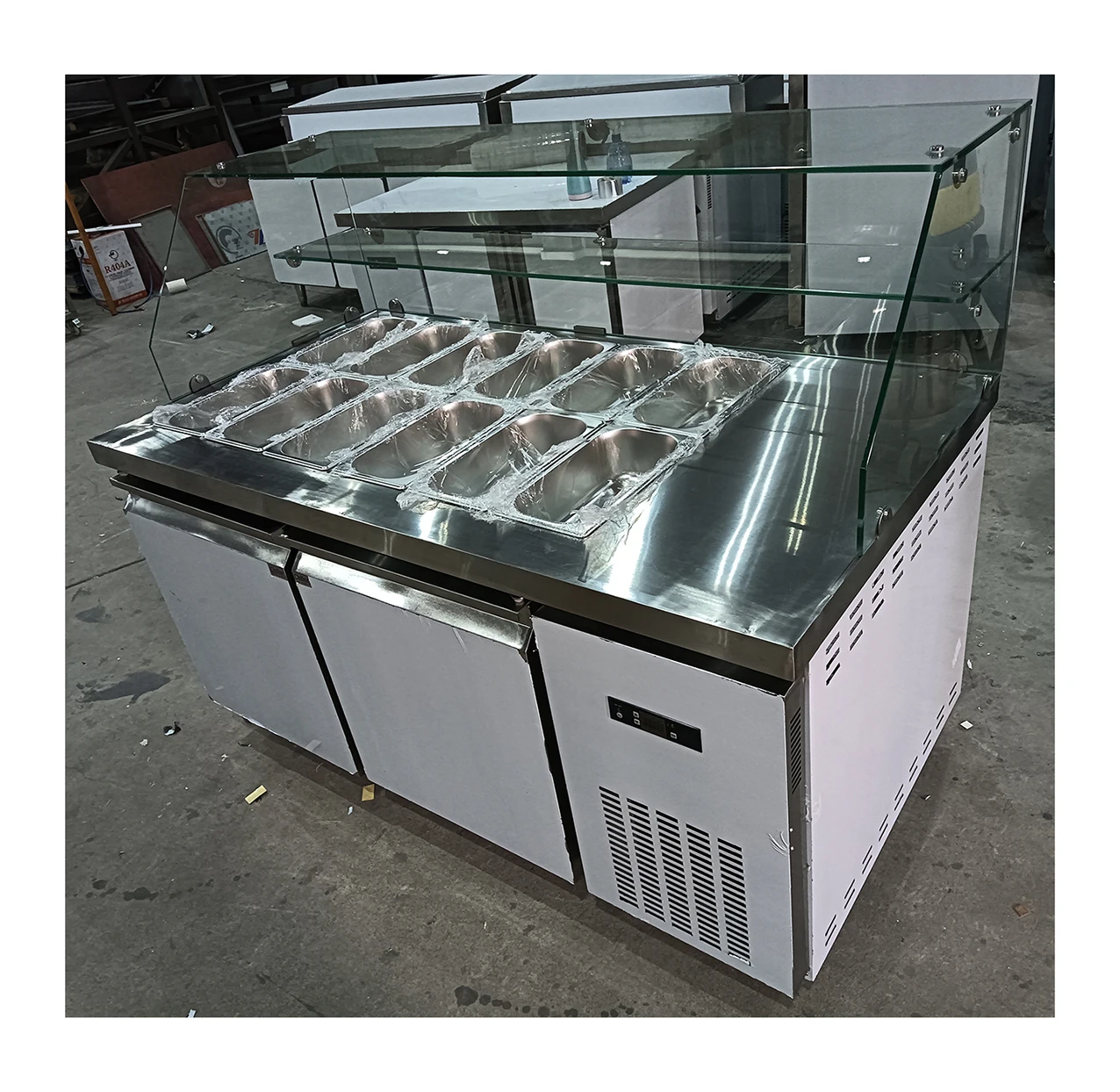 Affordable Single Temperature Sandwich Prep Table Refrigerated for Prep Pizza in Different Size of Slots