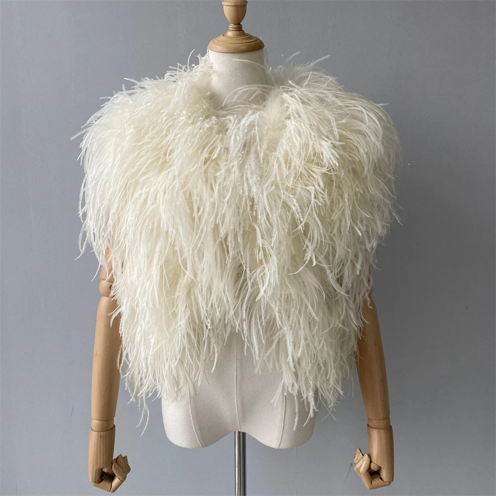 New Fashion Tredy Sexy Winter Women Custom Color High Quality Feather Top Ladies Real Fluffy Ostrich Feather Vest