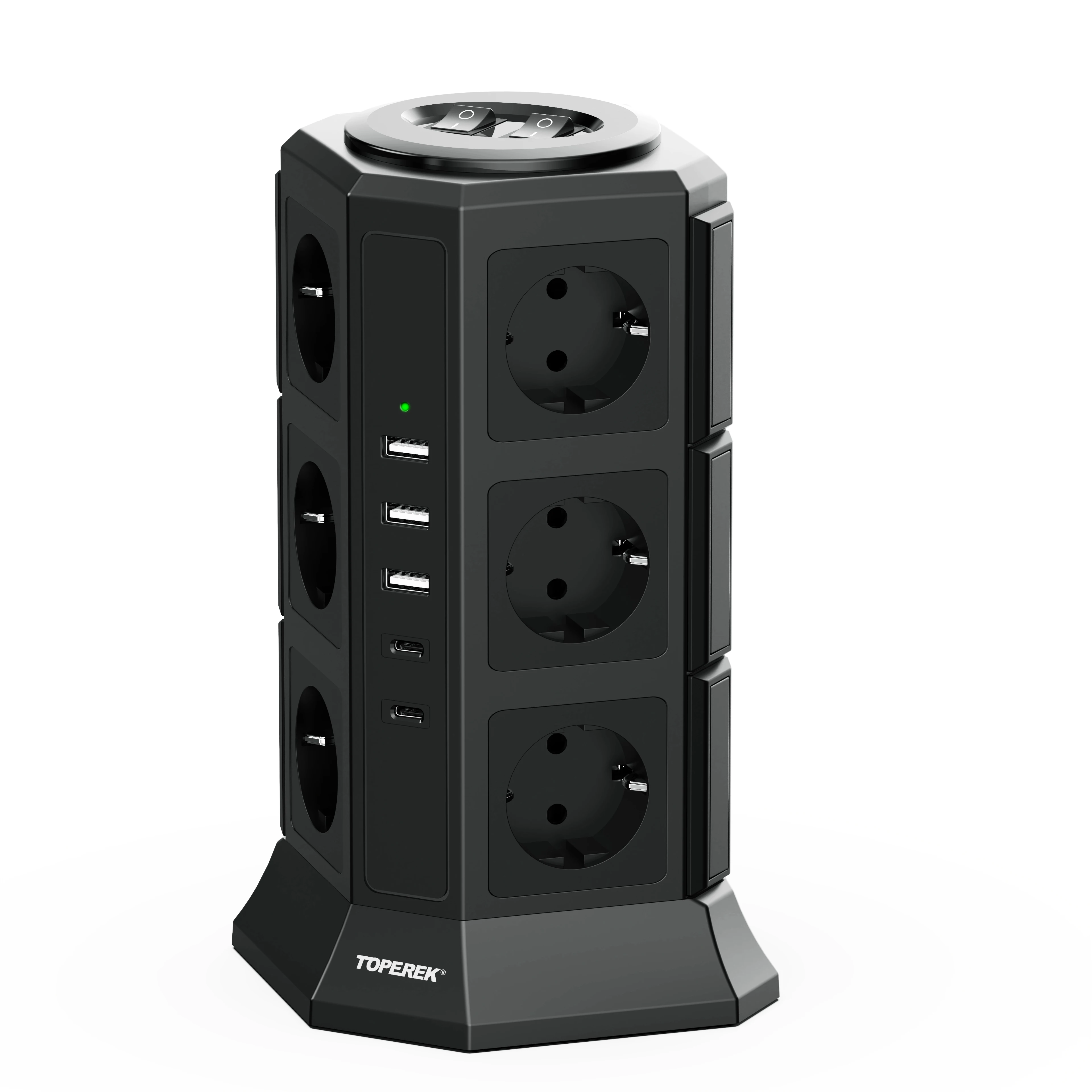 EU/US/UK Desk Socket Power Tower Outlet Socket with USB and PD fast charger