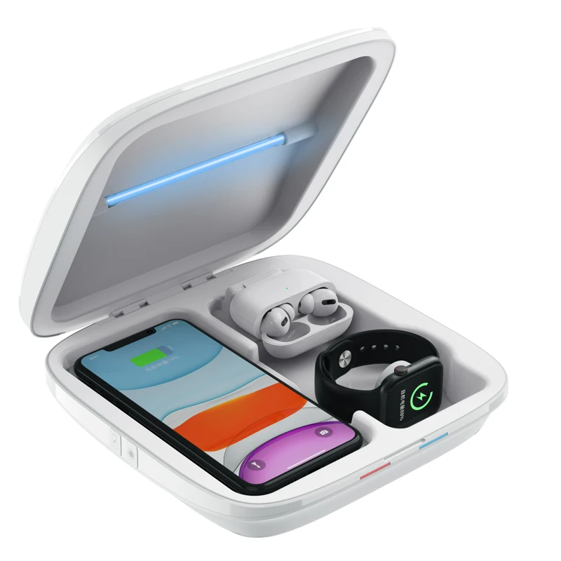 
multifunction 3 in 1 4 in 1 Qi Wireless charger phone UV light sterilizer box Ultraviolet Disinfection 