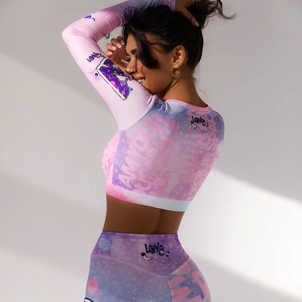 Unicorn printed yoga butt lift high waist leggings set
