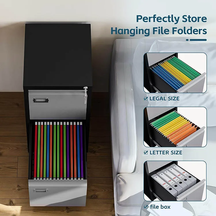 JH-Mech Home Office File Folders Storage Cabinet for Letter Legal A4 File Size 2 Drawer Metal Vertical Filing Office Cabinet