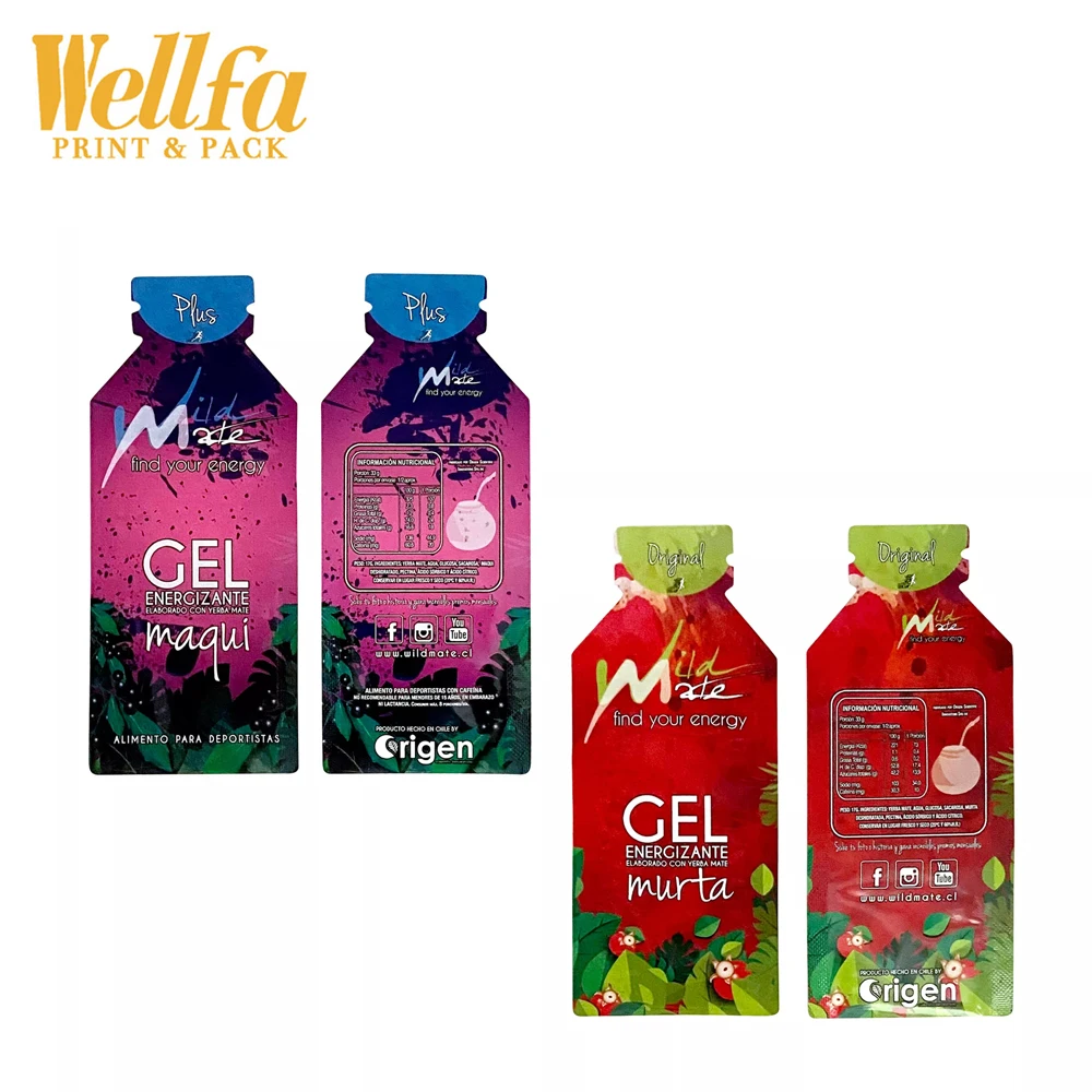 Manufacturer Custom Size Printed Skincare Cosmetic Sample Packing Die Cut Mylar Bag Juice Honey Sachets Bottle Shaped Bags