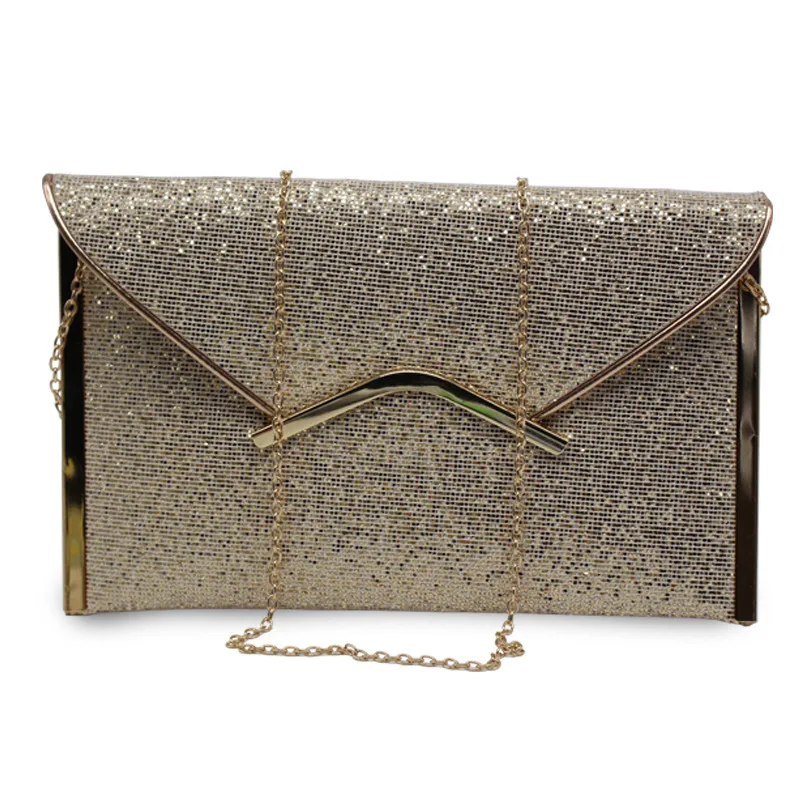 New European And American Fashion Large-capacity Flashing Material Spot Female Shiny Grain Clutch Dinner Evening  Bag
