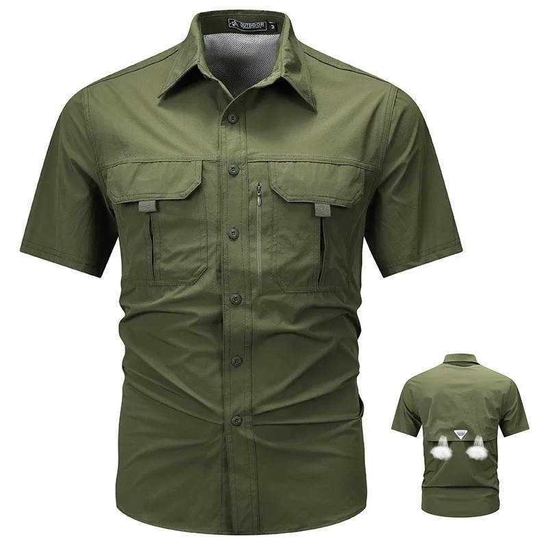 Summer quick-drying thin short-sleeved shirt for outdoor sports camping mountaineering fishing Hunting Tactical Shirt