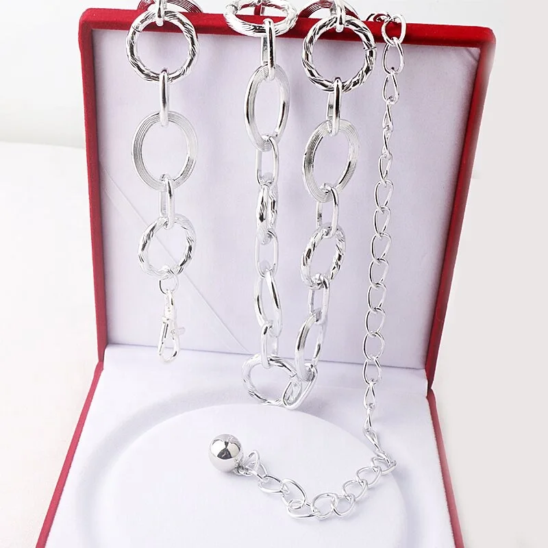 Korean fashion ladies metal round ring belt clothing accessories pendant waist chain