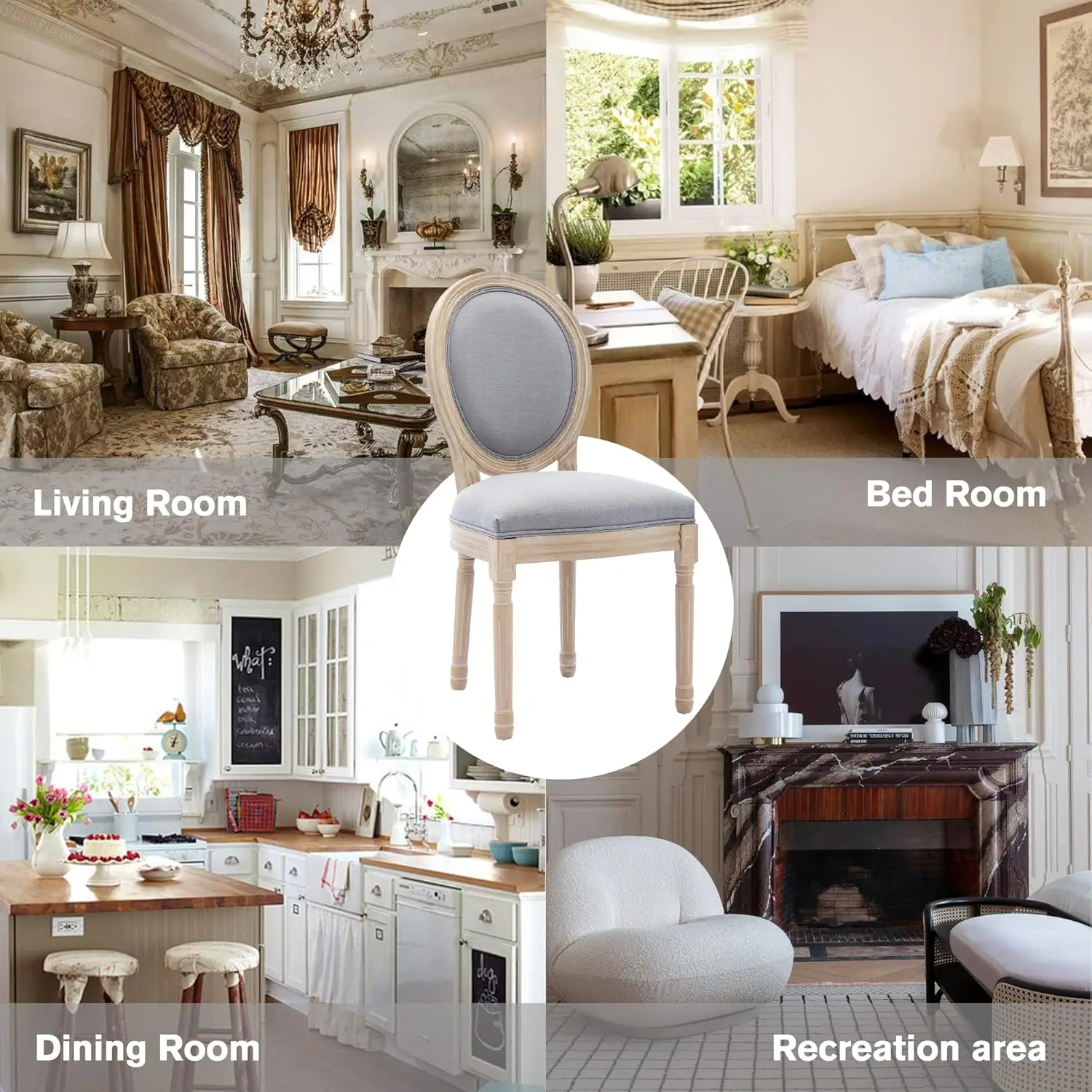 GSD Outdoors Bistro Chairs Patio French Country Farmhouse Wood Round Back Dining Chair for Dining and Living Room Premium Chair