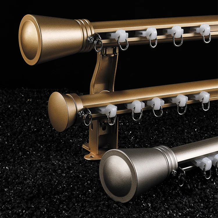 Three-ring Simple Modern Double Curtain Rod Curtain Rod Accessories Curtain Finial