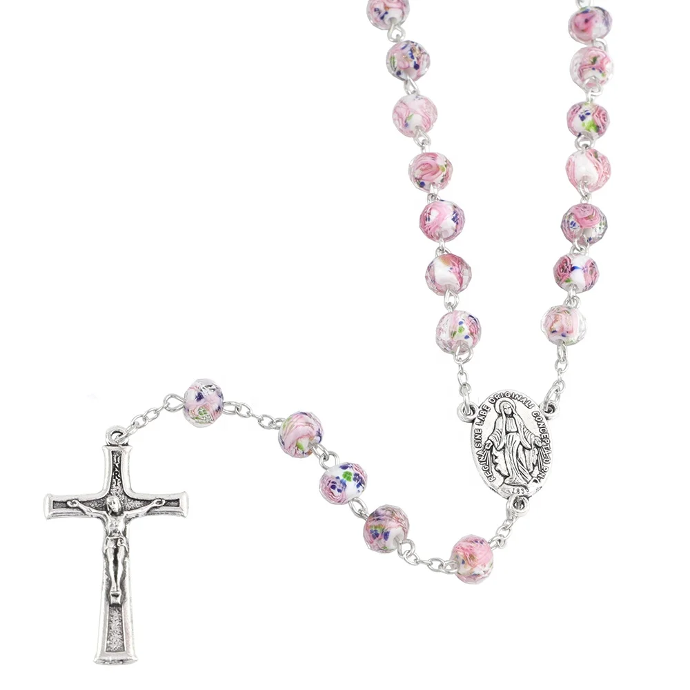 8mm Rosebud Flower Lampwork Bead Handmade Glass Beads Rose Rosary