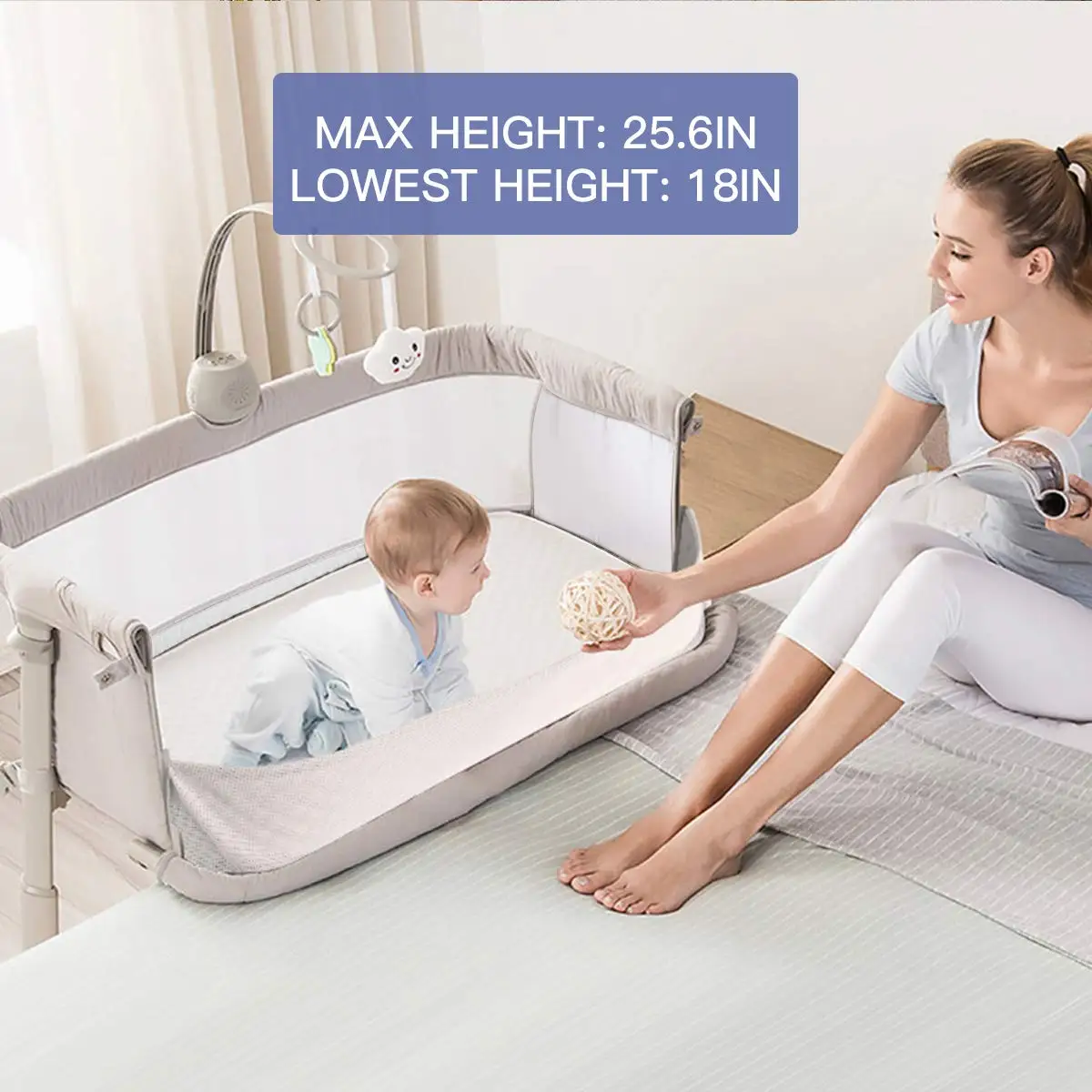 High quality flexible baby born playpen bed indoor co sleeper infant bassinet baby cribs with music toys