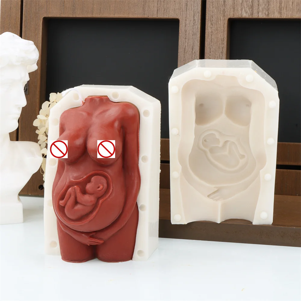 Carved Pregnant Woman Candle Molds Silicone Female Body Resin Soap Moulds Human Torso Statue Tool Gift Souvenir Holiday Decor