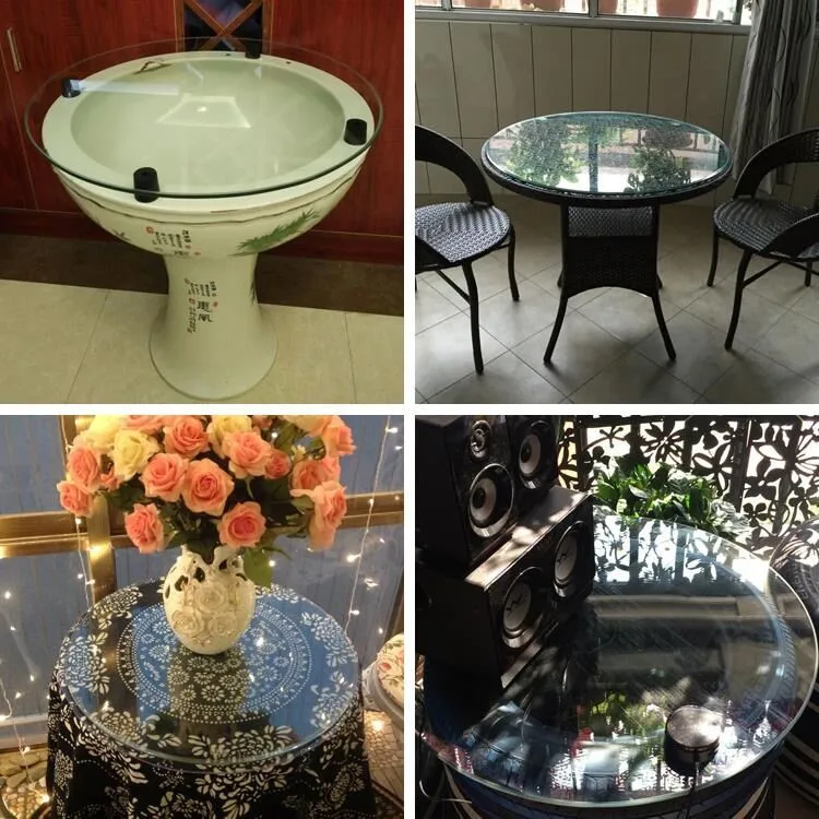 High Loading Capacity Clear Toughened Glass Round Tempered Inner Door/Outdoor Table Tops Replacement Glass