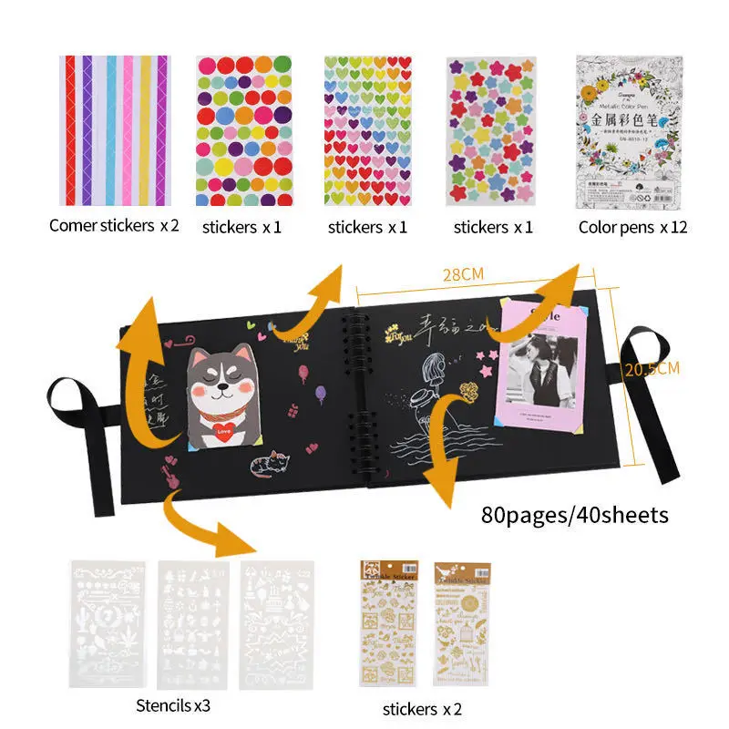 Joytop back to school 8x12 inch diy photo album paste type growth commemorative photo album gift box set