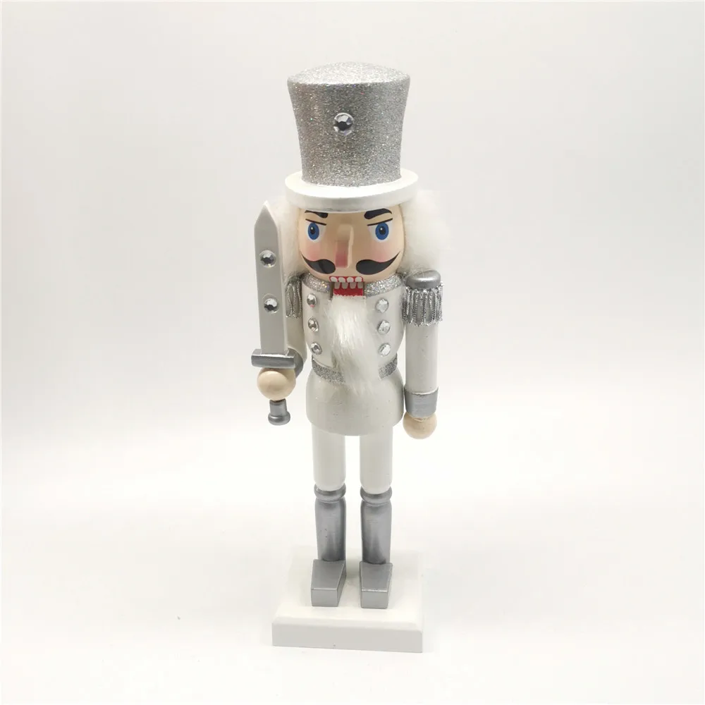 New Product 10 Inches Christmas Nutcracker Soldier Wooden Sliver Soldier Nutcracker For Christmas Decoration