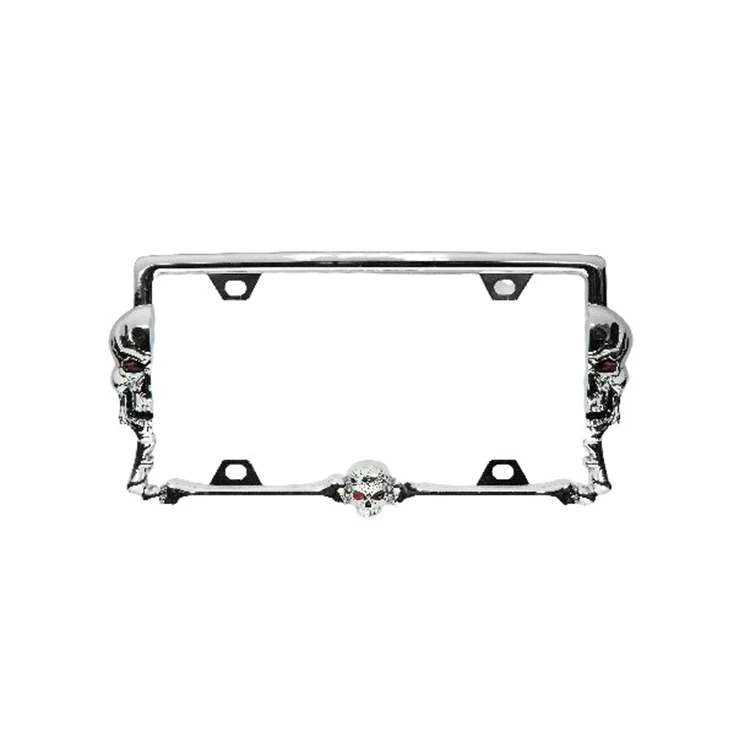 Wholesale Customized Good Quality Half Face Skull License Plate Frame for USA