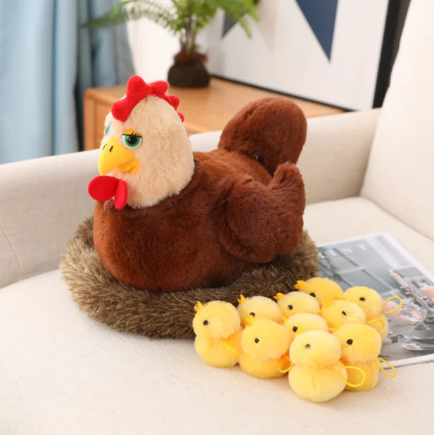 Wholesale plush Simulated Rooster Doll cute stuffed hen toy that can lay eggs Plush Playhouse Hatching Chicken gift for kids