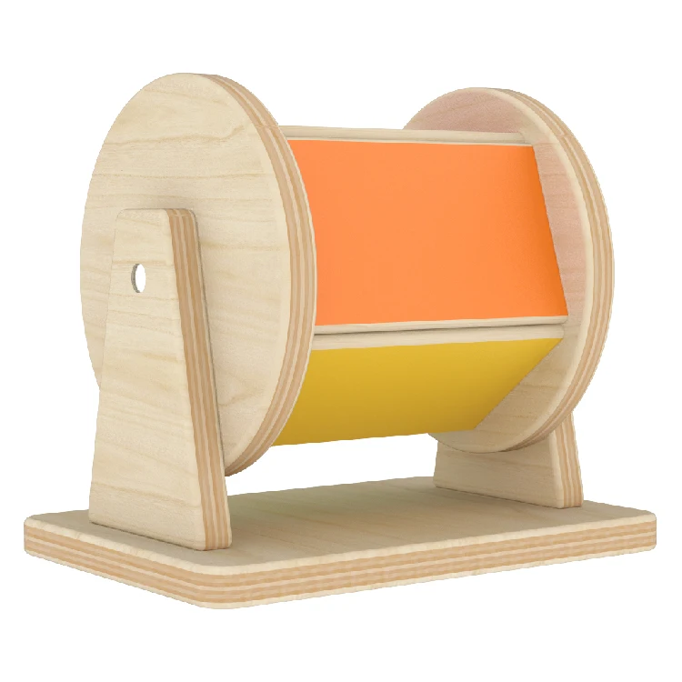 
Montessori Spinning Education Wooden Rainbow Colors Baby Customized Toys Rainbow Drum With Bell 
