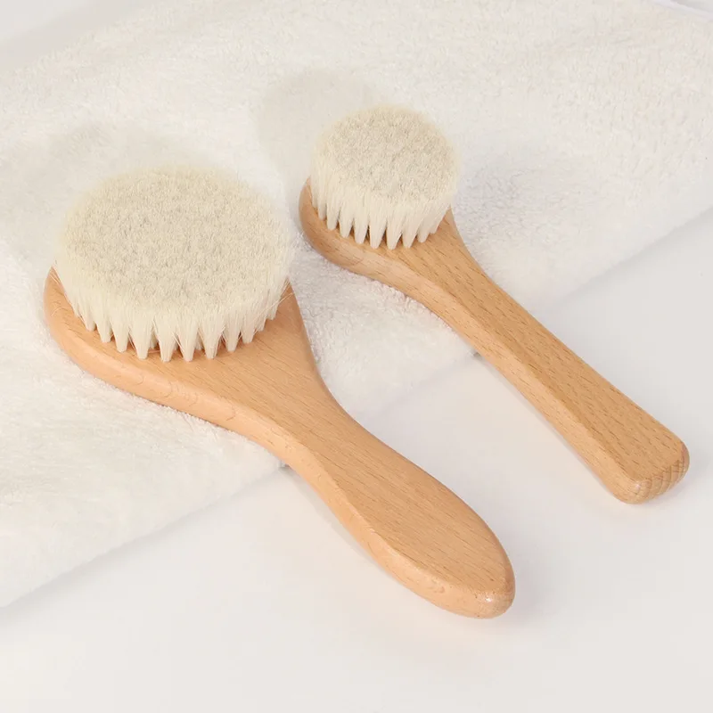 2025 Wholesale High Quality Custom Logo Wool Comb Bath Brush Shampoo Wool Brush For Baby