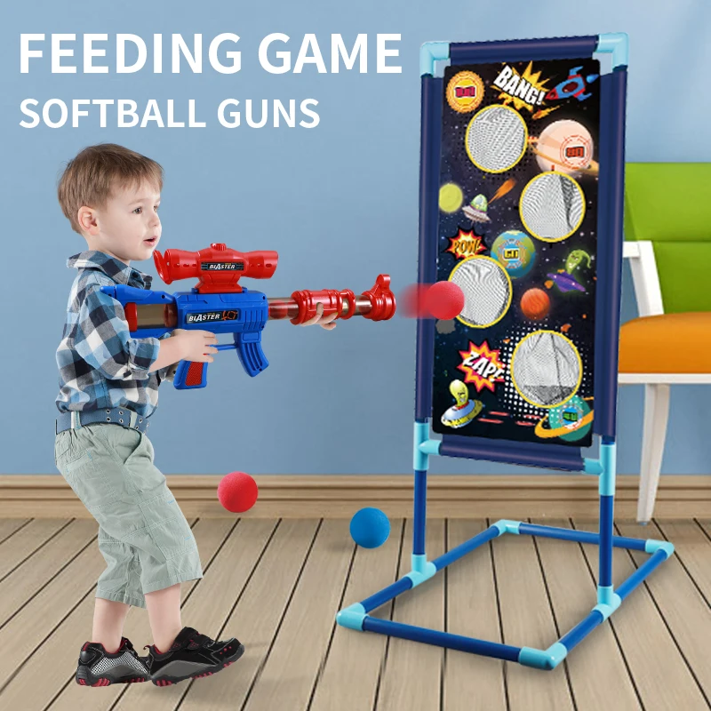 Foam Bullet Toy Gun For Two People Kids Shooting Game With Target Children Soft Bullet Shooting Competition Fun