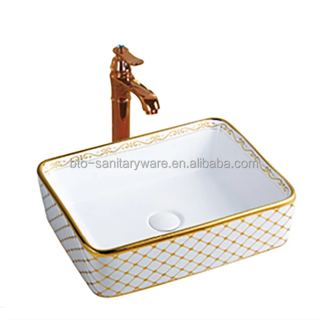 Ceramic Hot Selling Vessel Sink without faucet hole European Style Ceramic Hand Wash Basin