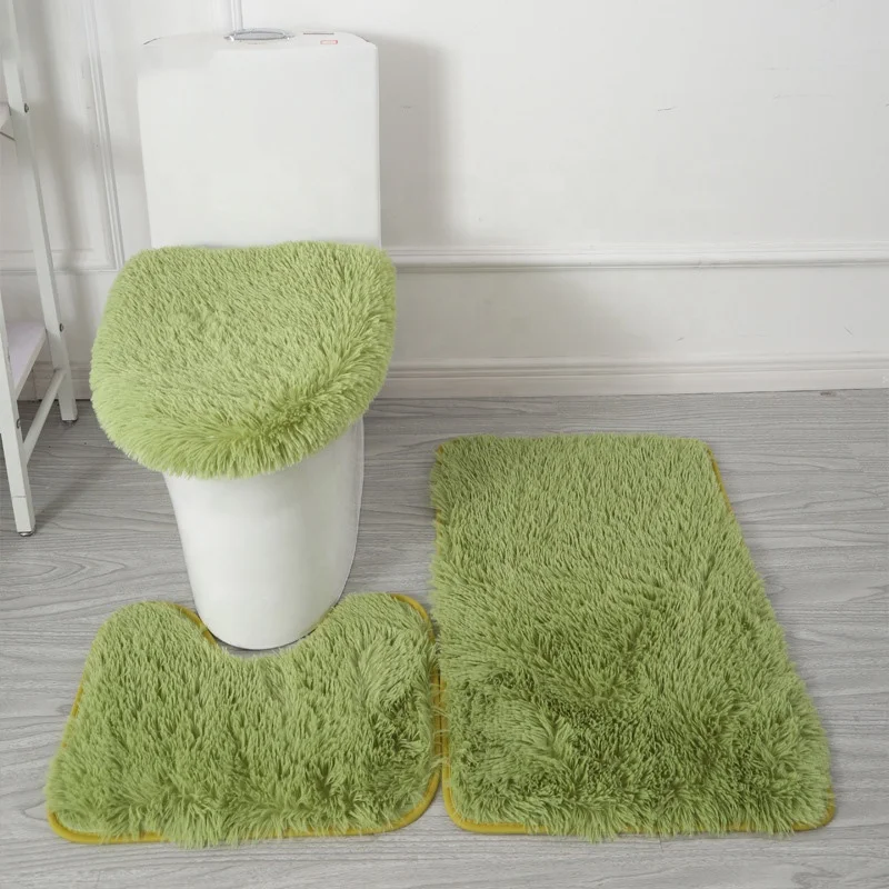 High Quality Soft Modern Non-slip Bottom Different Color Toilet Bath Floor Mat Rug 3 Pieces Bathroom Carpet Set