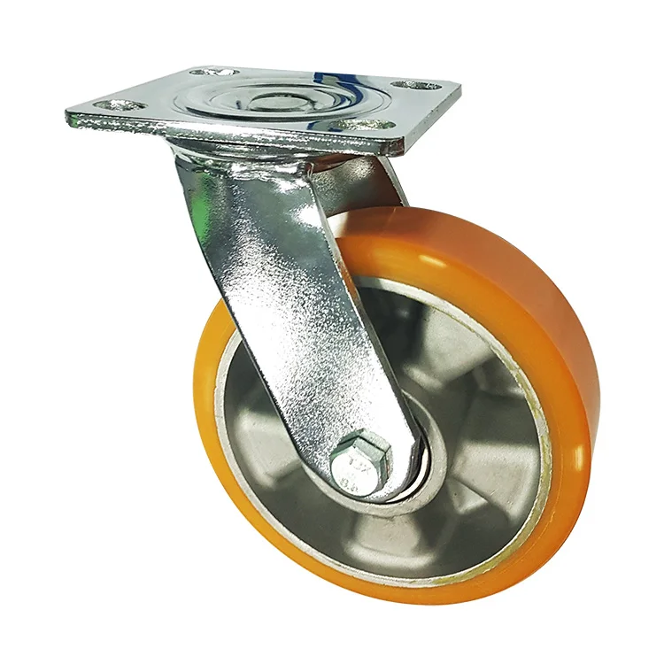 WBD heavy duty Kingpinless orange PU aluminium core caster wheels 	700kg castor wheels