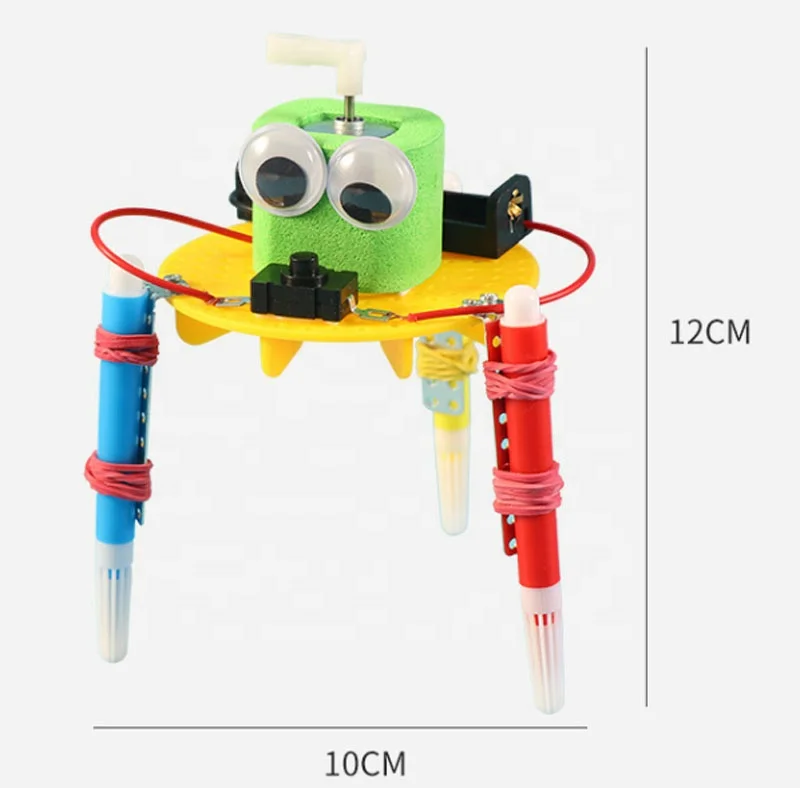 Electric Doodle Robot Model Kits Toy Safety Plastic Handmade Assembly Science Experiment Toys for Children DIY Art Drawing Model