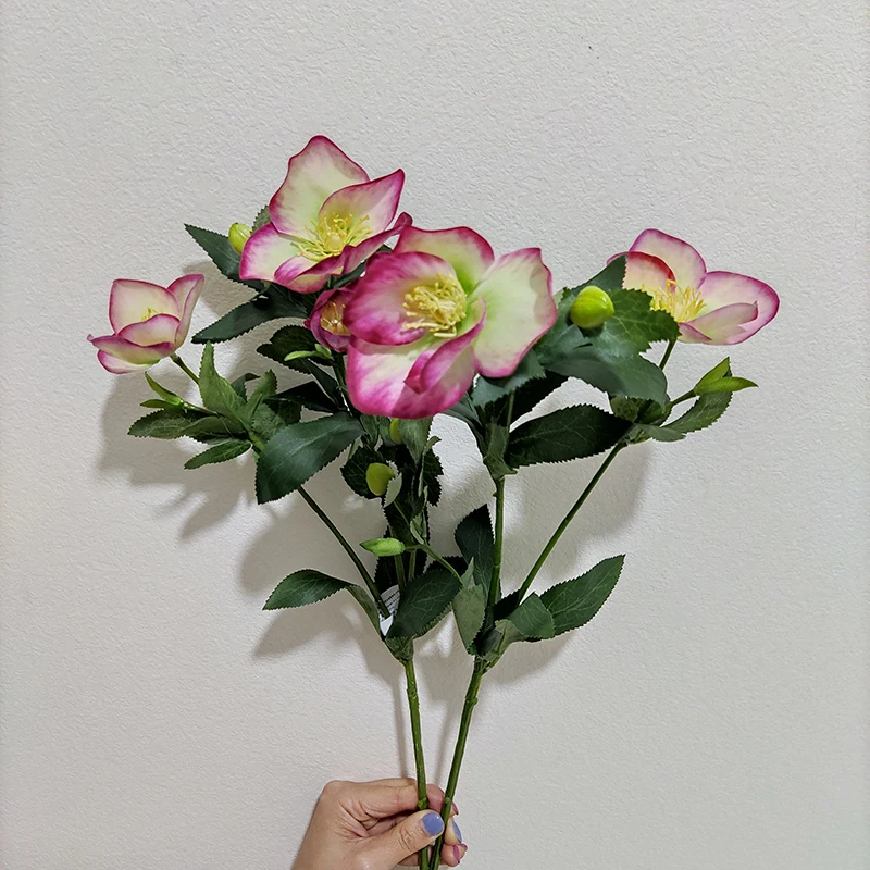 Attractive Faux Helleborus Flower Silk Christmas Rose Flowers Artificial Helleborus Flowers For DIY Floral Arrangement