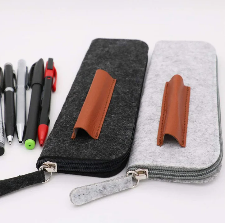 
Hot sale handmade high quality felt pen storage bag felt zipper pencil case 