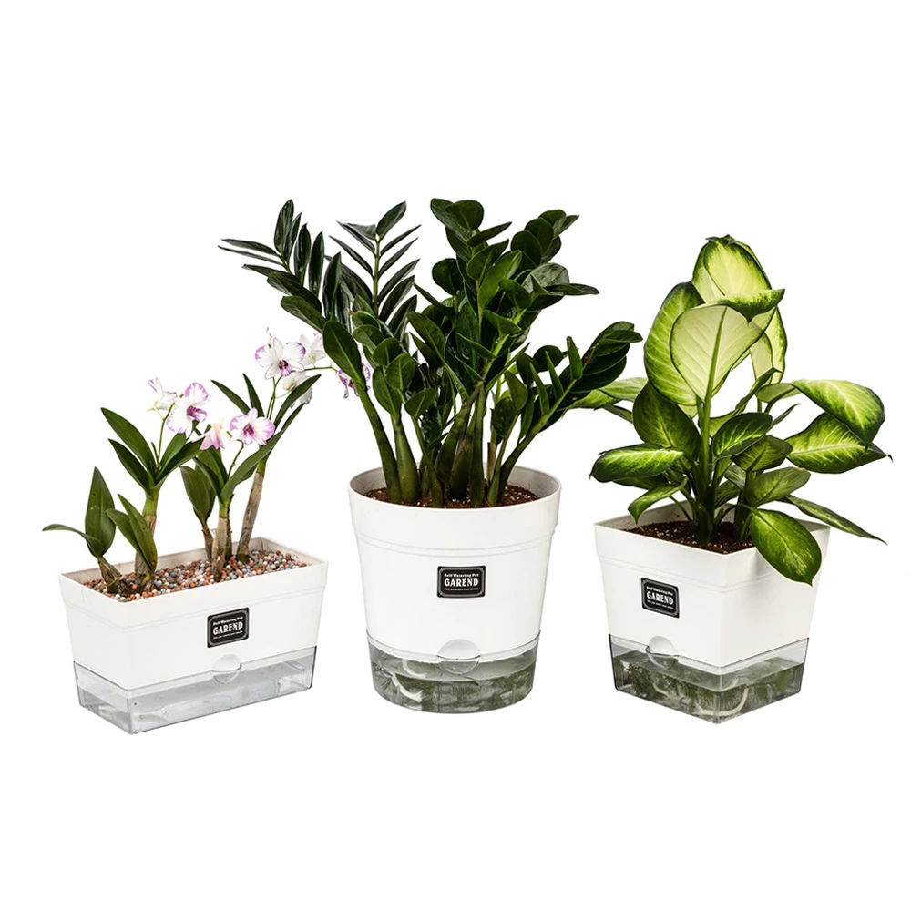 Self watering plastic flower pots decorative plant pot for home hotel garden