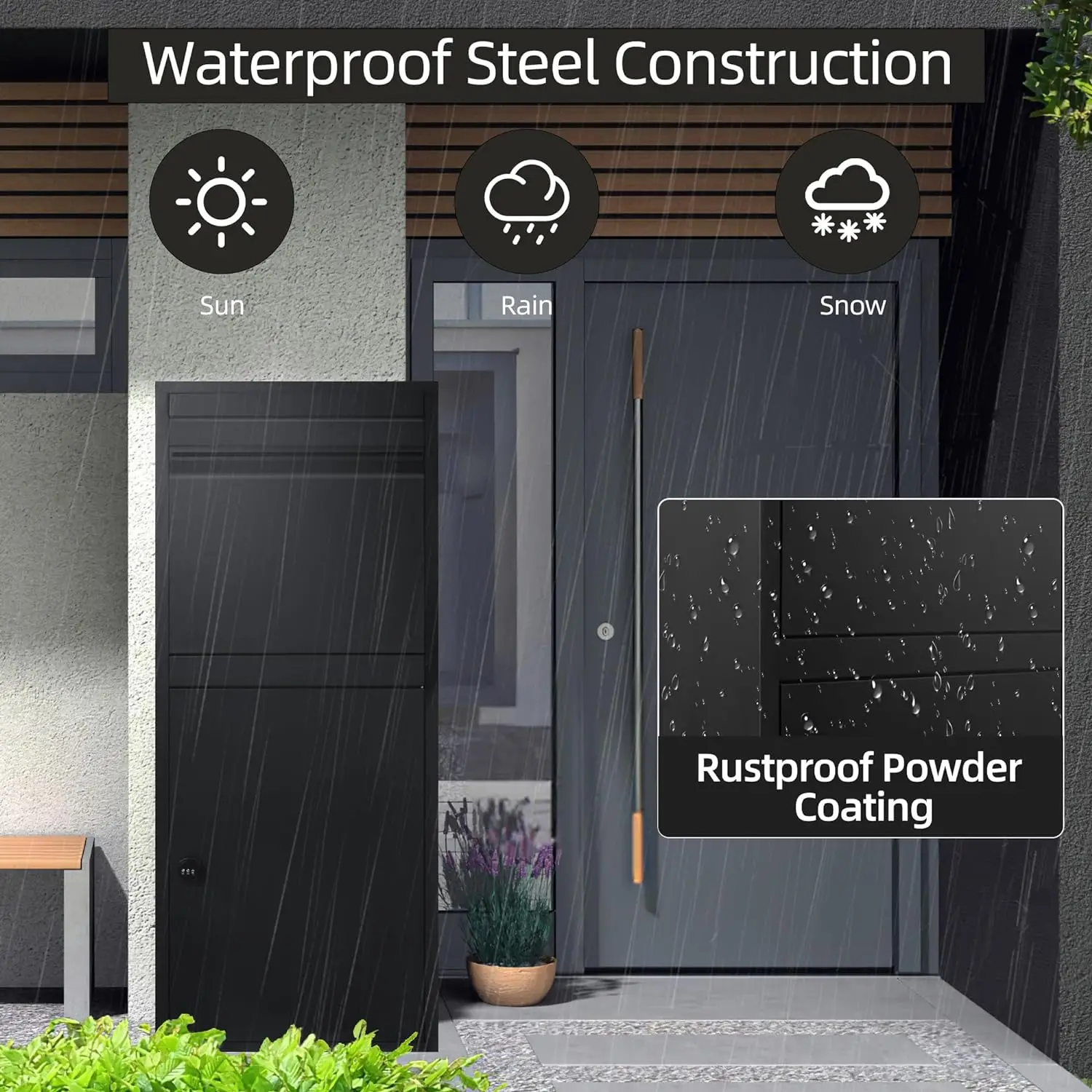 Express Delivery Boxes for Outside, Steel Mailbox for Parcel Cold Rolled Steel Envelope Slot, and Lockable Storage Compartment