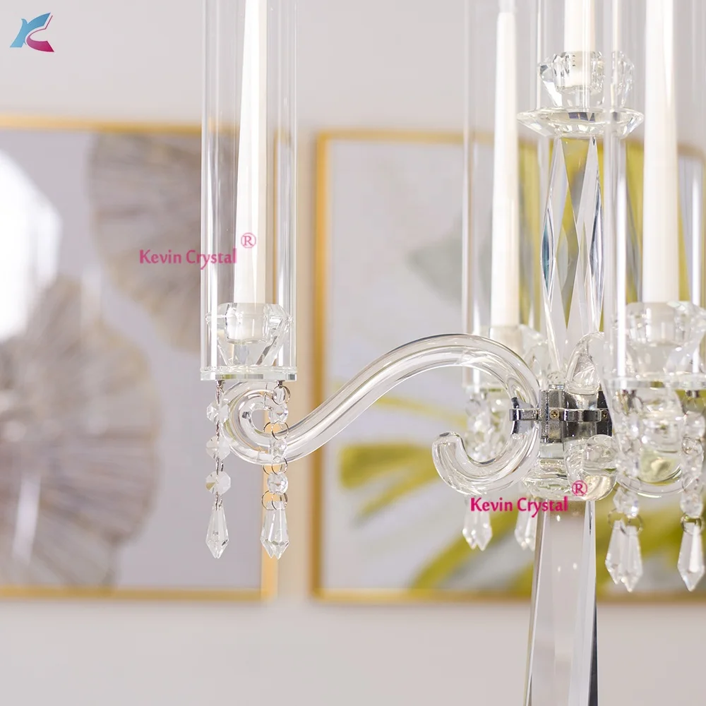 K-1156 tall wedding table crystal candelabra centerpiece 5 arms wedding candelabra centerpiece
