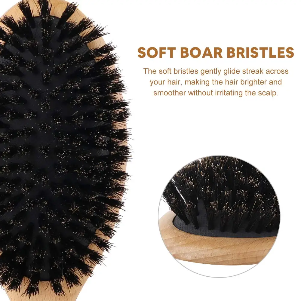 Private label hot selling  wooden boar bristle custom logo hair brush wholesale popular high quality hair brush