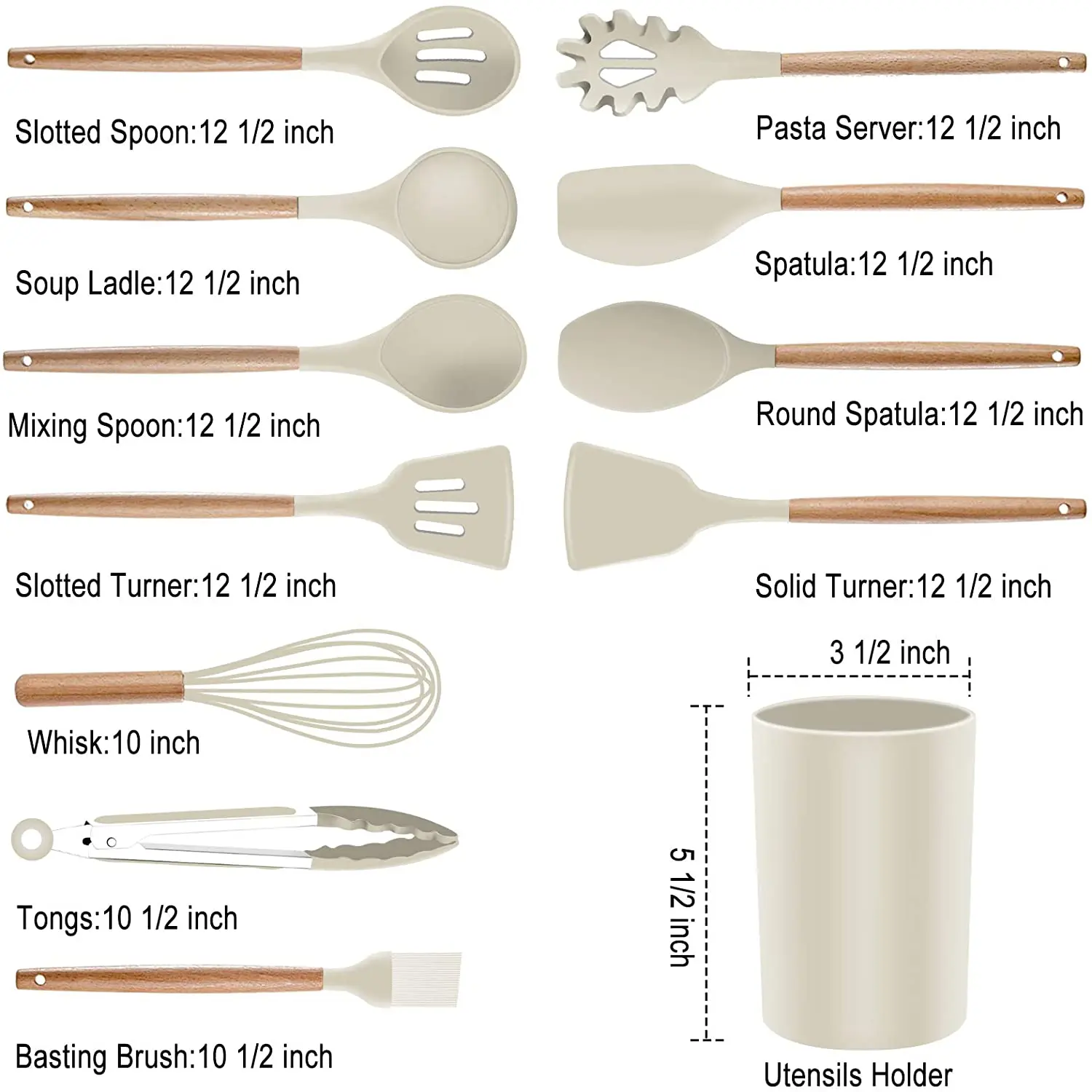 Hot Selling White Cooking Tool Set with Silicone Turner Ladle Spatula Nonstick Kitchen Utensils Sets for Kitchen
