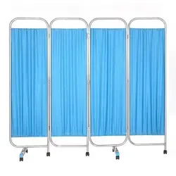 High Quality Modern Style Hospital Ward Screen Stainless Steel Base Furniture with Wheels Divides Clinic Rooms and Beds