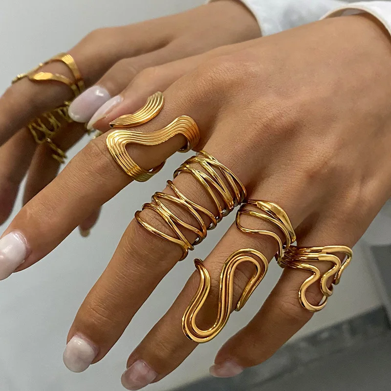Gold rings set for women girls jewelry designer rings