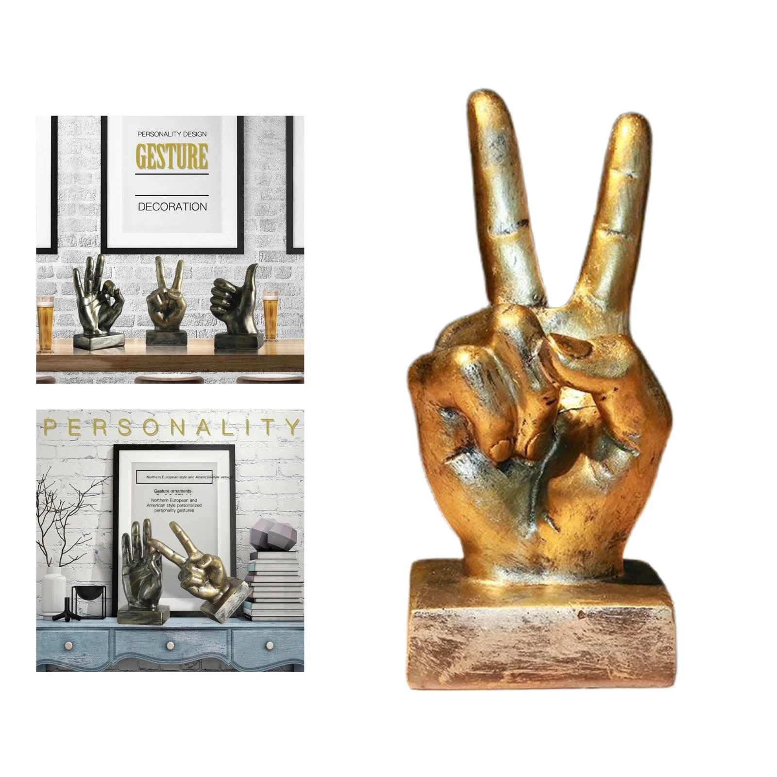 Resin victory hand gestures sculpture tabletop crafts home decorations resin hands statue