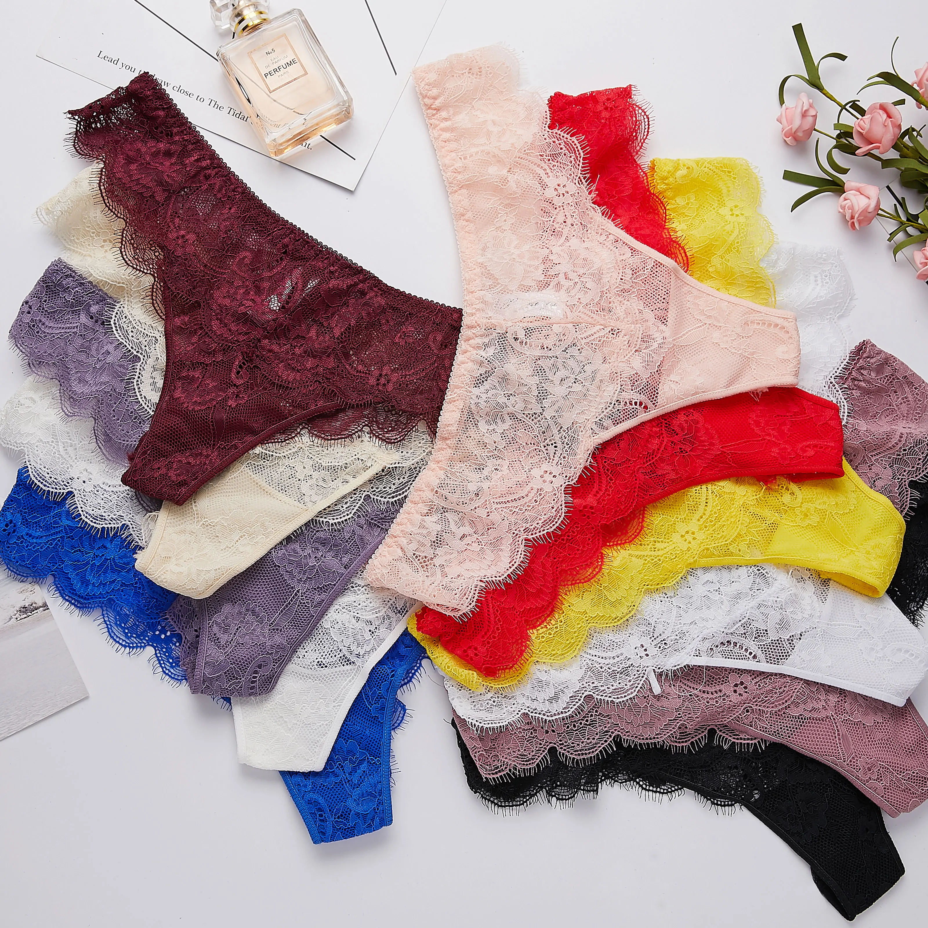 
BEIZHI High Quality Full Lace Low Rise Sexy Ladies Soft Transparent Sexy Lingerie Girls G String Panties Thongs 
