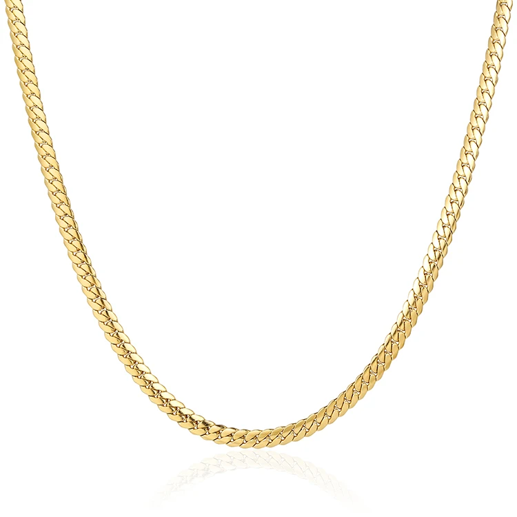 Simplicity Party Gift Jewelry Stainless Steel Plating Gold Flat Snake Chain Choker Necklace