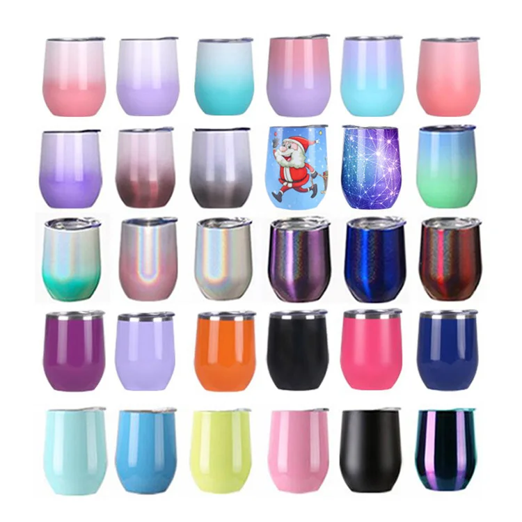 Wholesale Cheaper custom logo 12oz Stainless Steel tumbler cups in bulk Stemless Glass Wine Tumbler with Lid