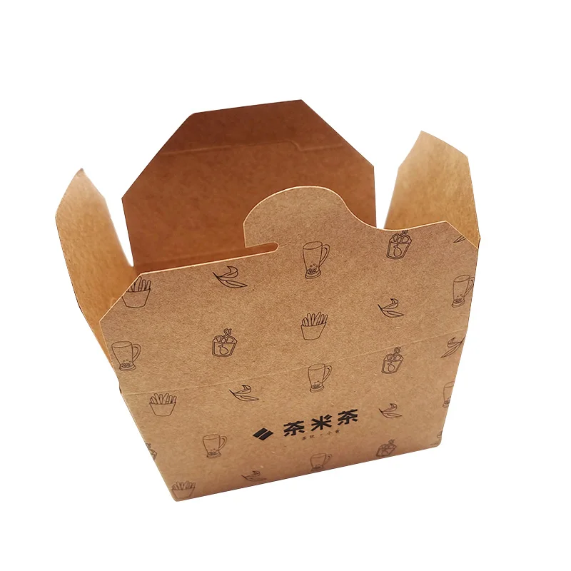 Custom Logo Printed Sturdy Oil Water Proof Take Out To Go Fast Food Packaging Kraft Paper Box Container