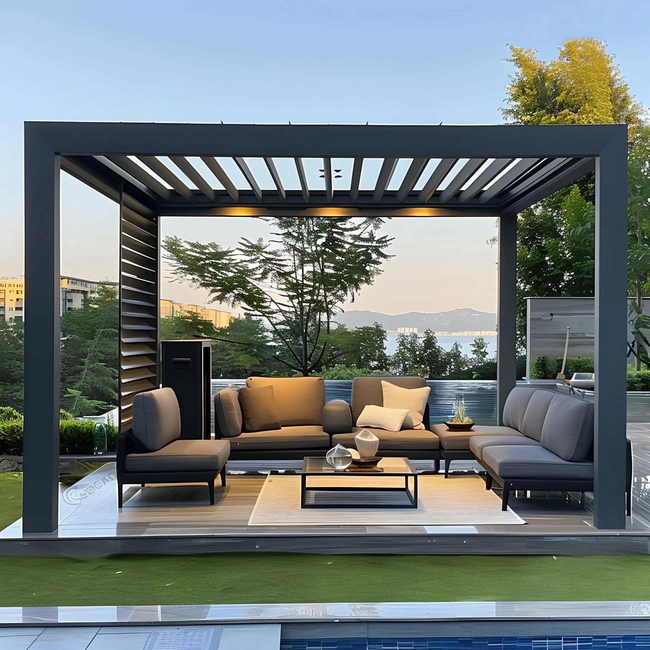 modern terrace automatic screen louvered roof waterproof motorized aluminum gazebo pergola pavilion for patio veranda