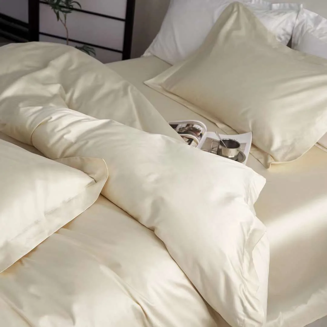 Wholesale High-end King Queen Size Silk Sheets Duvet Cover High Quality Silk Pillow Case 120s 100% Cotton Bedding Sets