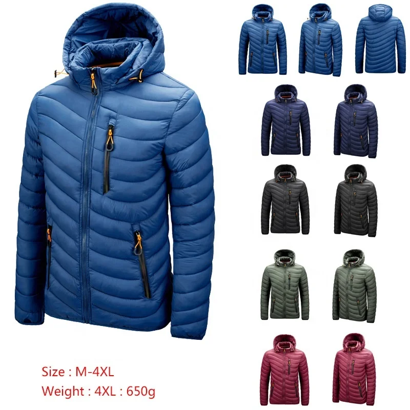 
M-4XL Wholesale solid workout clothing hat detachable bomber quilted jackets for coats men winter 